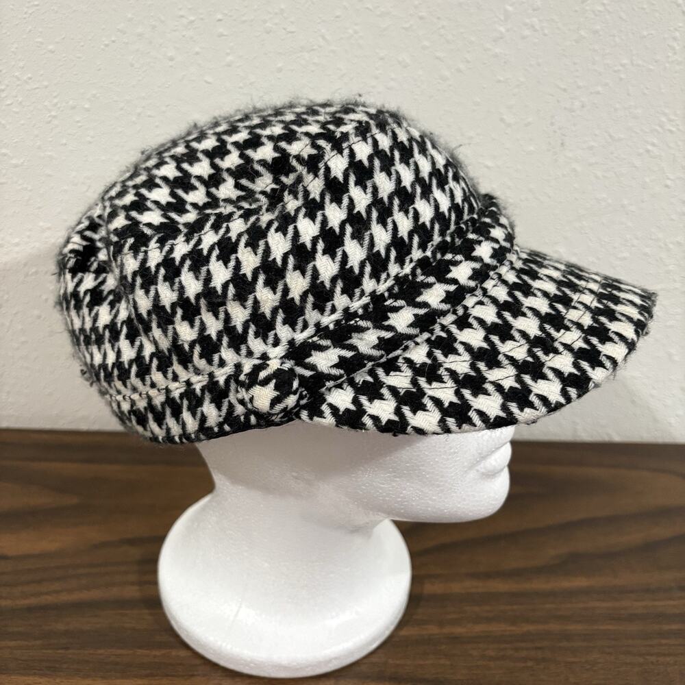 Angela & William‎ Womens Houndstooth Tweed Newsboy Hat Cabbie OS Quilted Lining
